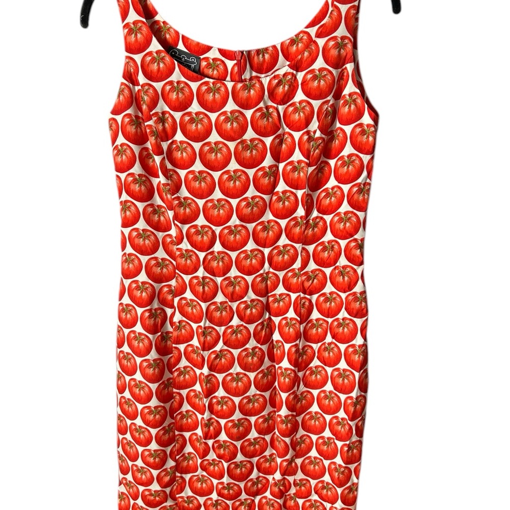 Vintage HTF Cynthia Rowley Tomato Print Sleeveless Dress 90’s 1993 size 8
